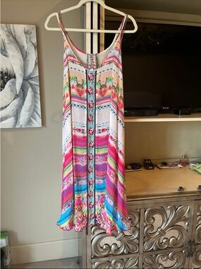 Johnny Was Sleeveless Multicolor Tribal Print Sundress
